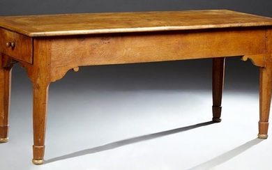 French Provincial Carved Elm Farmhouse Table, 19th c.