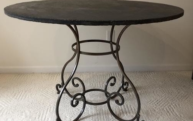 French Wrought Iron Bakers Slate Top Dining Table