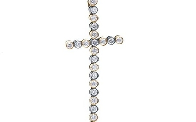 GIL SOUSA - gold and silver cross pendant with sto