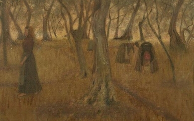 GIULIO VERSORESE Landscape with peasants.