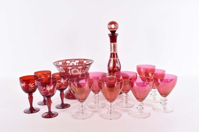 GROUP OF CONTINENTAL CRANBERRY GLASS