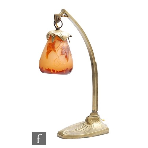 Galle - An early 20th Century Art Nouveau desk lamp, the sus...