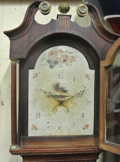 Georgian mahogany longcase clock with scroll arch frieze, ol...