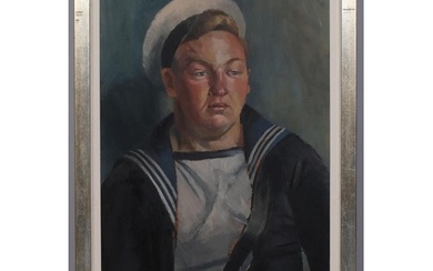Gerald French, portrait of a sailor, oil on board, signed an...