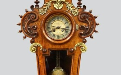 German Carved Oak Wall Clock