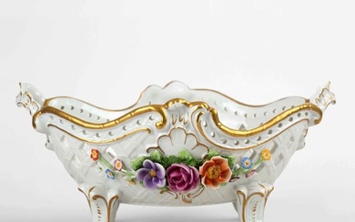 German Porcelain Plate, Hand-Painted With Flower Motifs, Gilt-Edged And Embellished.