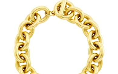Gold Link Necklace with Toggle Clasp