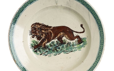 Grande prato Leão' em faiança do Canal