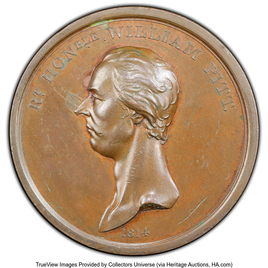 Great Britain: , George III bronzed Specimen "William Pitt Memorial" Medal 1806 UNC Details (Tooled) PCGS,...