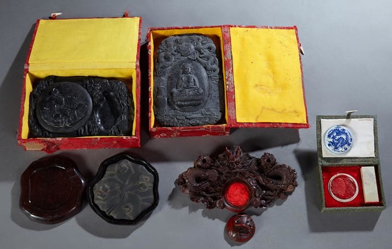 Group of Five Oriental Sealing Wax Holders, 20th c.