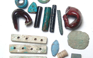 Group of mixed Egyptian faience and glass objects