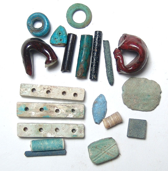 Group of mixed Egyptian faience and glass objects