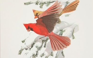 Guy Coheleach, Winter Cardinals, Lithograph