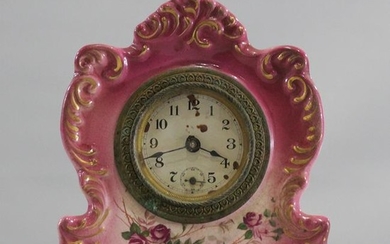 HOLLY Antique Porcelain Mantle Clock Baker M'F Co NY