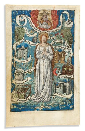 Hand-colored Metalcut from French Book of Hours, and