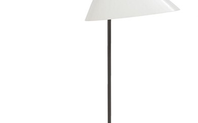 SOLD. Hans J. Wegner: "Opala". Grey lacquered metal floor lamp with white acrylic shade. Manufactured by Louis Poulsen. H. 130 cm. – Bruun Rasmussen Auctioneers of Fine Art