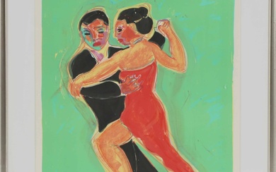 Hans Voigt Steffensen (1941-): 'Tango' Lithography in colours, 1999.