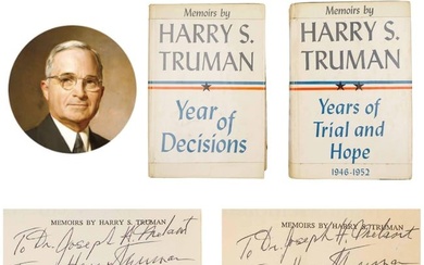Harry Truman 2x Signed Memoirs, "Year of Decisions" Vol. 1 & 2.