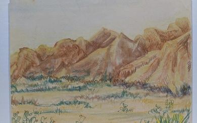 Hazel Crow Ewell Watercolor Painting of Mountains