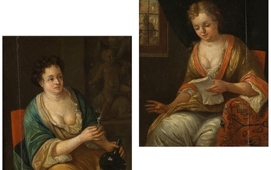 Holländische Schule des 18. Jahrhunderts, PORTRAITS ZWEIER ELEGANTER DAMEN