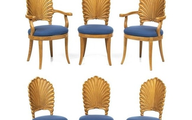 Hollywood Regency Shell Motif Dining Chairs (6)