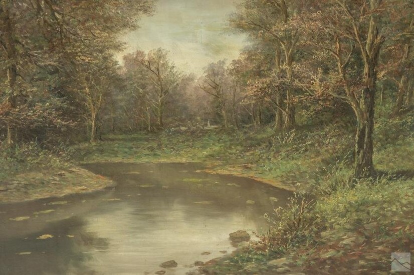 Hudson River School Forest Landscape Oil Painting