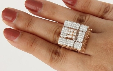 IGI Cert. 14 K White & Rose Gold Diamond Cocktail Ring