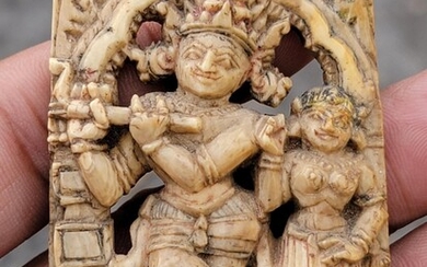 Important Early Indian Carving of Krishna and Radha