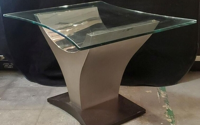 Italian 80s Chrome And Glass Side Table