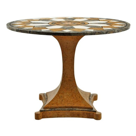 Italian Art Moderne Style Specimen Marble Table.