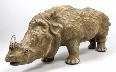 Italian Pottery Rhinoceros Sculpture. Marked.