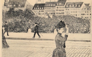 J. F. Willumsen (b. Copenhagen 1863, d. Cannes 1958) “Dame, der spadserer...