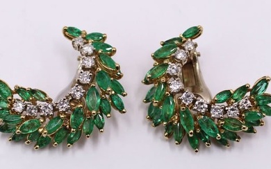 JEWELRY. Emerald and Diamond Clip-on Earrings.