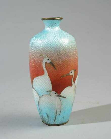 Japanese Meiji Ginbari Cloisonne Vase