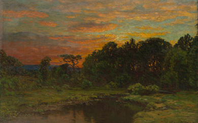 John Joseph Enneking (1841-1916) Summer Sunset 22 1/4 x 34...