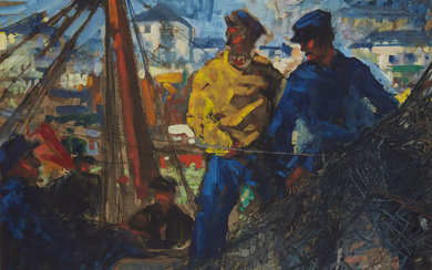 John Rankine Barclay, British, 1884-1962 - Fisherman on a quayside;...