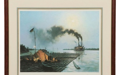 John Stobart Offset Lithograph "Rafting On The Missouri," 1986