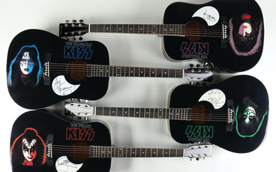 KISS Set of (4) 40" Acoustic Guitars Band-Signed by (4) with Gene Simmons, Ace Frehley, Peter Criss & Paul Stanley (JSA)