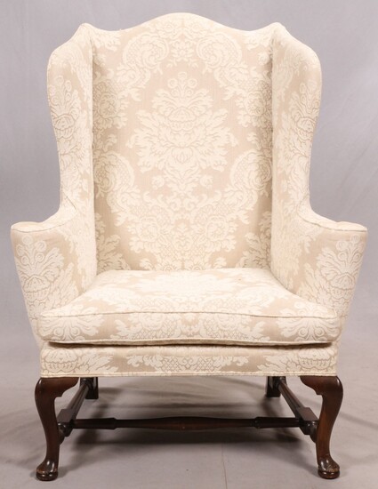 KITTINGER COLONIAL WILLIAMSBURG UPHOLSTERED WINGBACK CHAIR H 45" W 38" D 24"