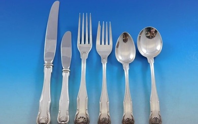 King by Kirk Stieff Sterling Silver Flatware Set Service 61 Pieces Shell Motif