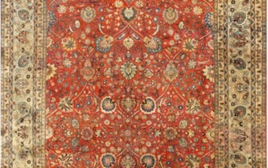 LARGE ANTIQUE PERSIAN ALLOVER TABRIZ CARPET. 18 ft 6 in x 11 ft 2 in (5.64 m x 3.4 m).