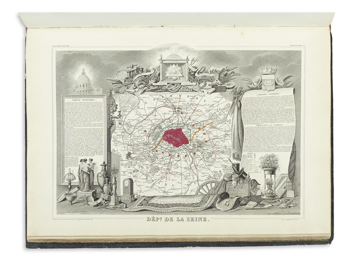 LEVASSEUR, VICTOR. Atlas National Illustre. Engraved pictorial title-page, table and 100 decoratively engraved...