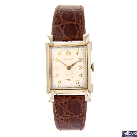 LONGINES - a rolled gold wrist watch with a gentleman's gold plated Hamilton wrist watch.