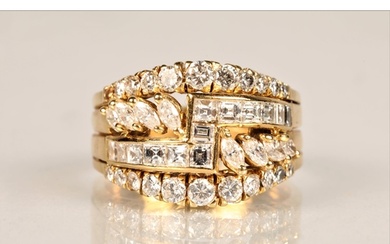 Ladies 18ct yellow gold cluster ring, in the form of four ri...