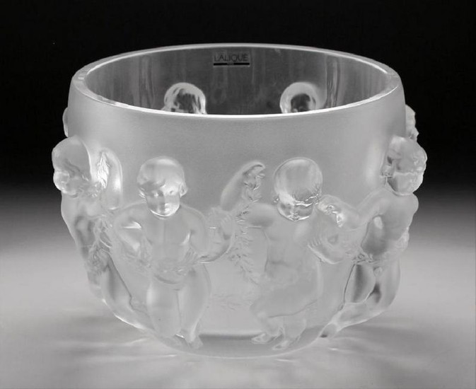 Large Lalique Luxembourg Cherub Crystal Center Bowl