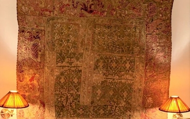 Large panel embroidered with rhombuses, flowers and floral...