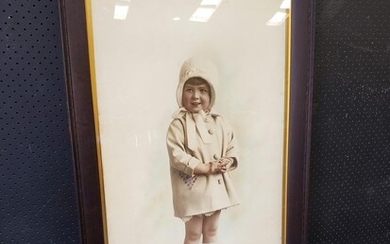 Le Maire Studios Vintage Photograph in Oak Frame of Toddler (h:110 x w:66cm)