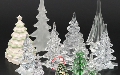 Lenox "Holiday" Porcelain with More Porcelain and Glass Christmas Tree Figurines