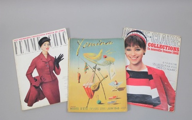 Lot de 3 journaux de documentation : FEMINA, Modes d'été (juin 1948), FEMME CHIC, Les...