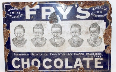 Lot details An original Fry's Chocolate Enamel Sign, depicting...